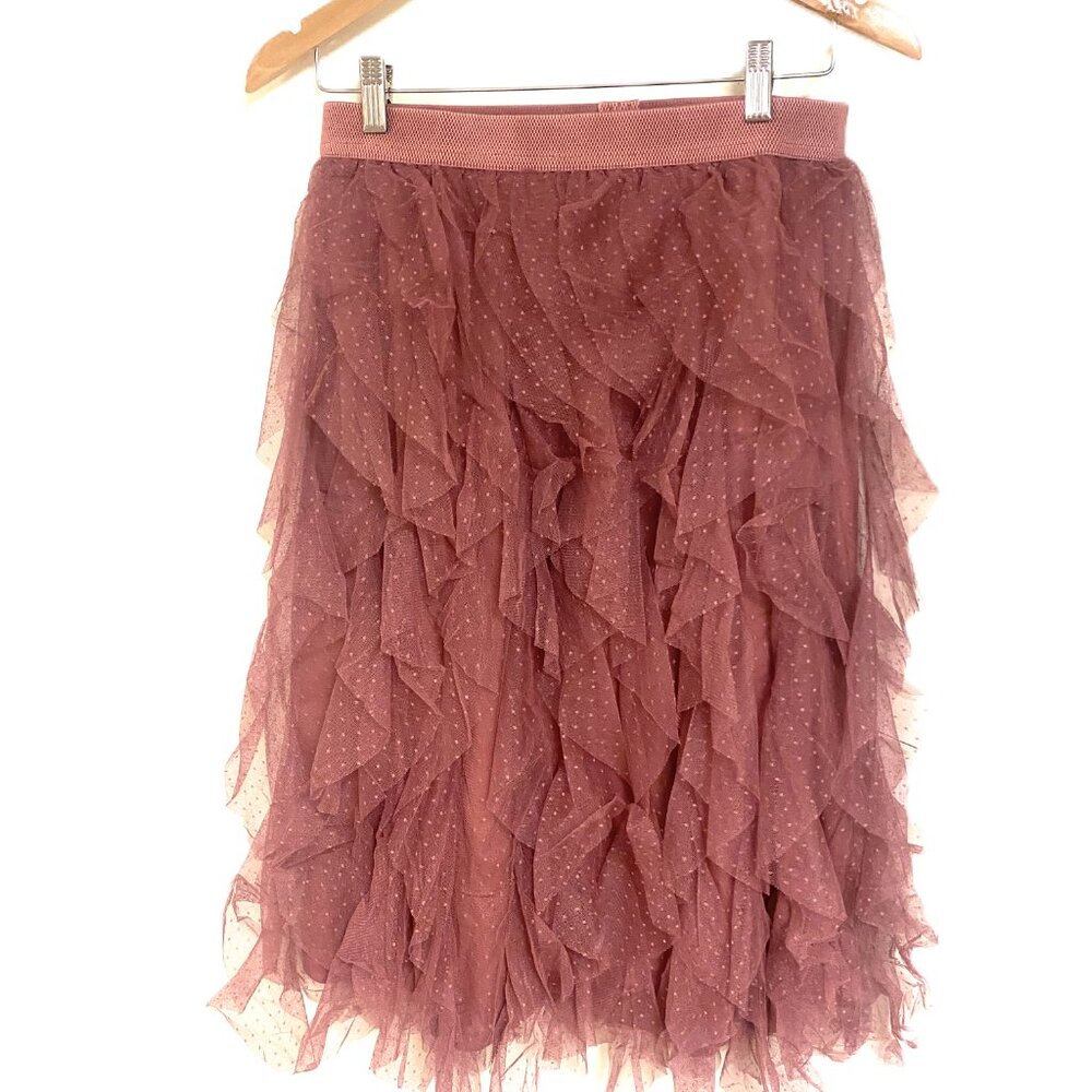 NWT Gio Dusty Rose‎ Polka Dot Mesh Tulle Skirt